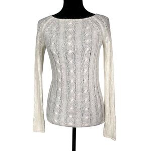 J. Crew Cream Cable Knit Sweater Wool Mohair Blend Long Sleeve Round Neck